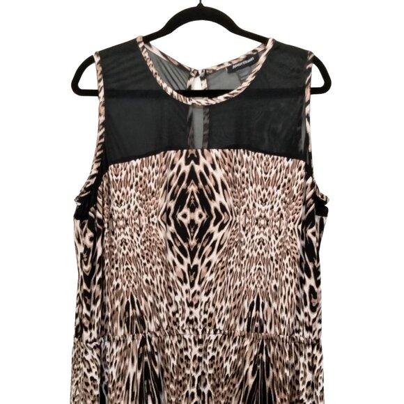Ashley Stewart Leopard Print High-Low Sleeveless Dress With Sheer Yoke Size 26 - Picture 3 of 9